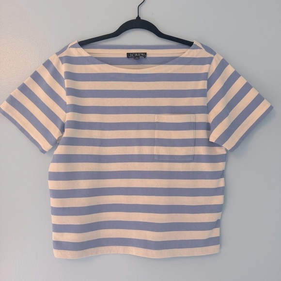 NWT J. Crew Women’s Sky Blue and Ivory Striped Rugby Tee Size Small - Picture 5 of 6